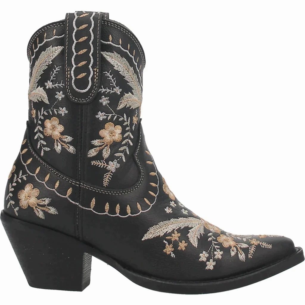 DINGO PRIMROSE LEATHER BLACK BOOTIE STYLE DI748BK Thermal Core Morning Walk