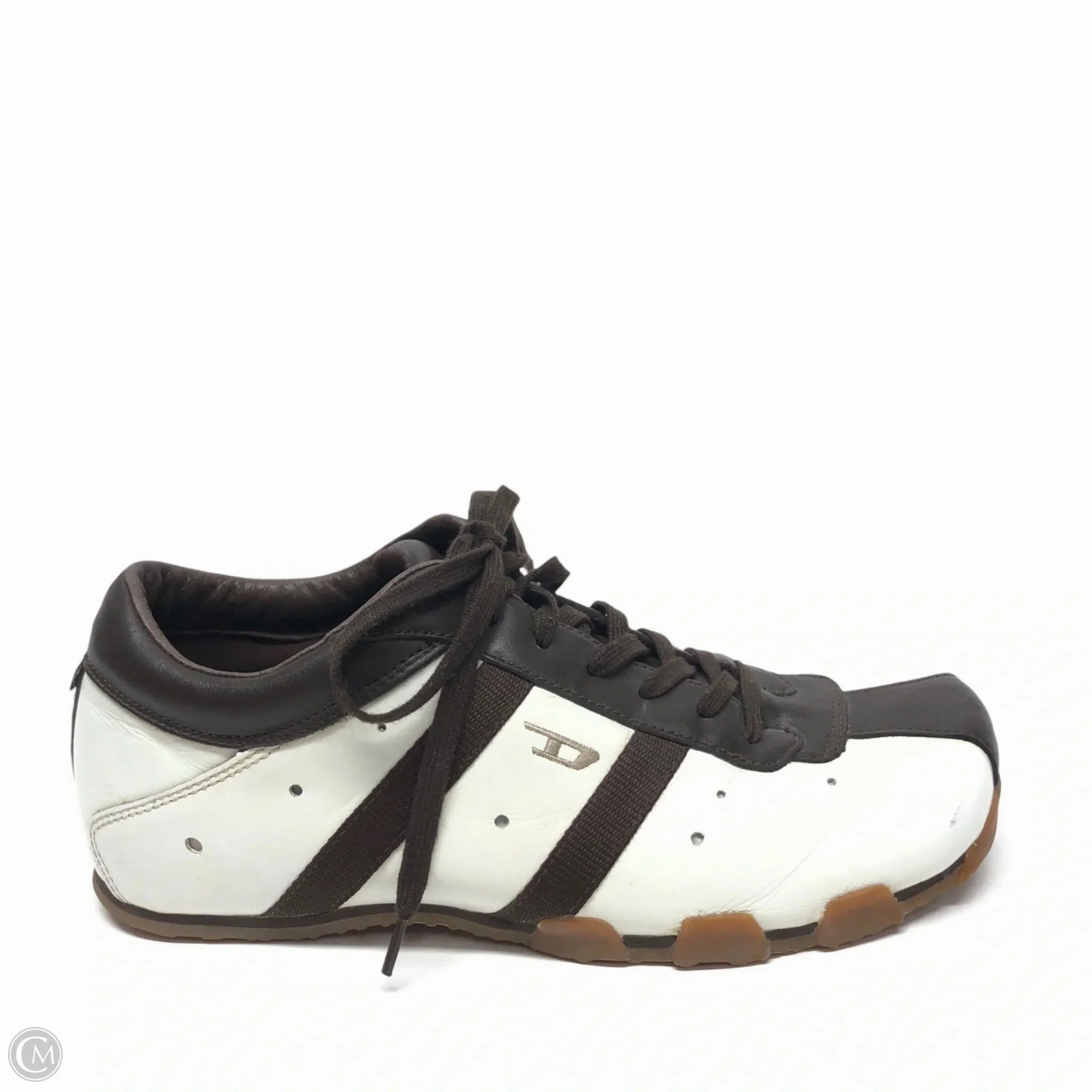 Anti Microbial Lining Shoes Sneakers By Diesel In Brown & Cream, Size: 8.5