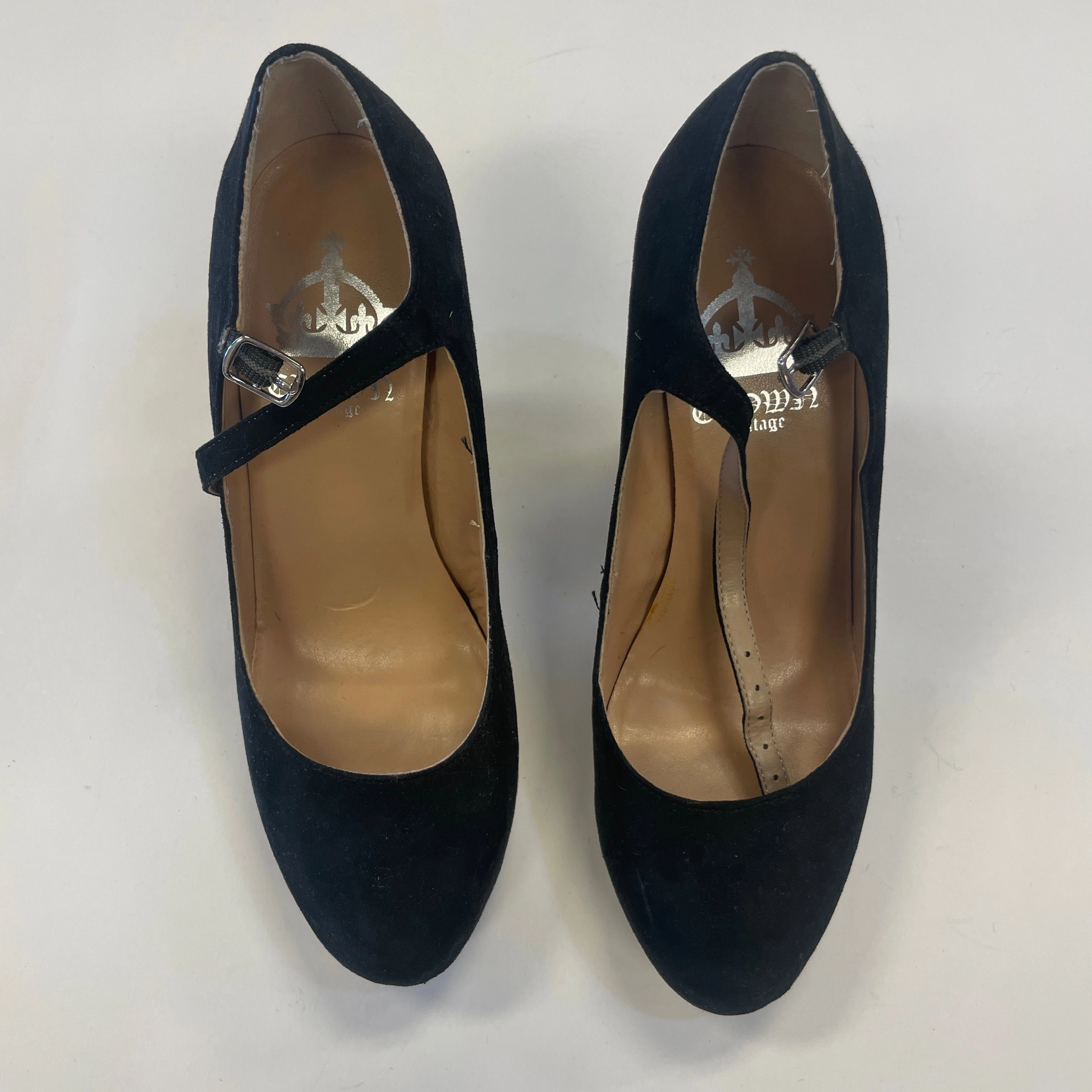 Quality Fall Fashion Pumps Shoes Heels Block By Crown Vintage In Black, Size: 7