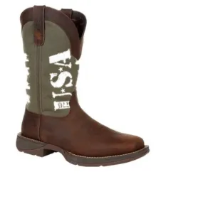 DURANGO MENS ARMY GREEN USA PRINT WESTERN BOOT STYLE DDB0313 Mud Resistant Rainy Days Comfortable interior