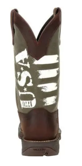 DURANGO MENS ARMY GREEN USA PRINT WESTERN BOOT STYLE DDB0313 Street Style Heat Lock
