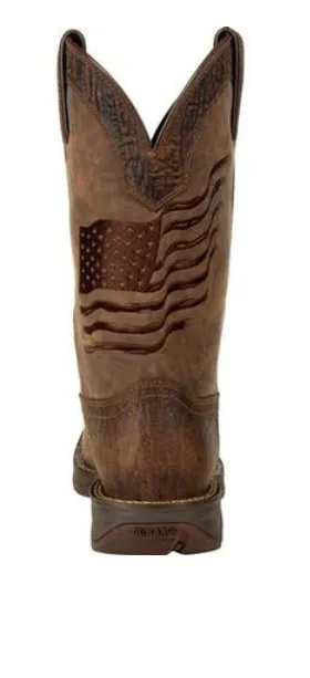 Tear-resistant urban commuting DURANGO MENS BROWN DISTRESSED FLAG EMBROIDERY WESTERN BOOT STYLE DDB0314