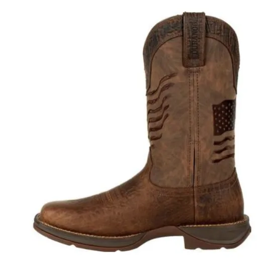 DURANGO MENS BROWN DISTRESSED FLAG EMBROIDERY WESTERN BOOT STYLE DDB0314 Urban Casual Light Weight