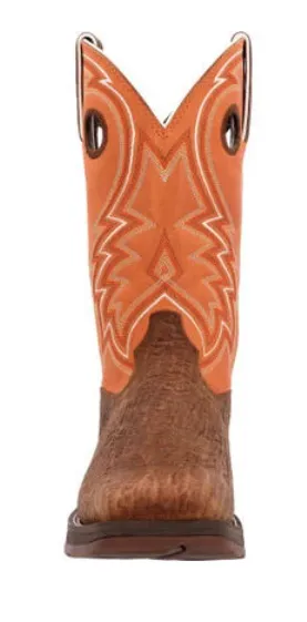 DURANGO MENS REBEL CEDAR BARK AND MONARCH ORANGE WESTERN BOOT STYLE DDB0392 Feather Light Rough Terrain Snow Day