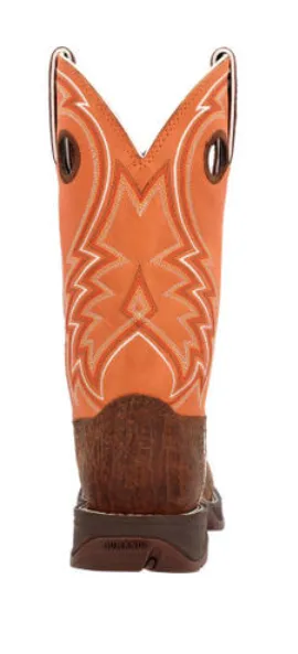 DURANGO MENS REBEL CEDAR BARK AND MONARCH ORANGE WESTERN BOOT STYLE DDB0392 Slip   Resistant