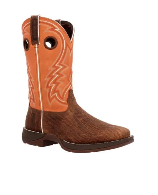 DURANGO MENS REBEL CEDAR BARK AND MONARCH ORANGE WESTERN BOOT STYLE DDB0392 Comfort Lining Winter Walker Flexibility Design