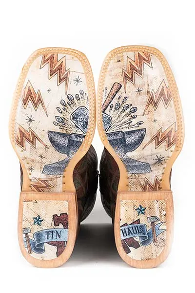 High Quality Tin Haul Mens Triangles Cowboy Boots Square Toe Style 14-020-0007-0285
