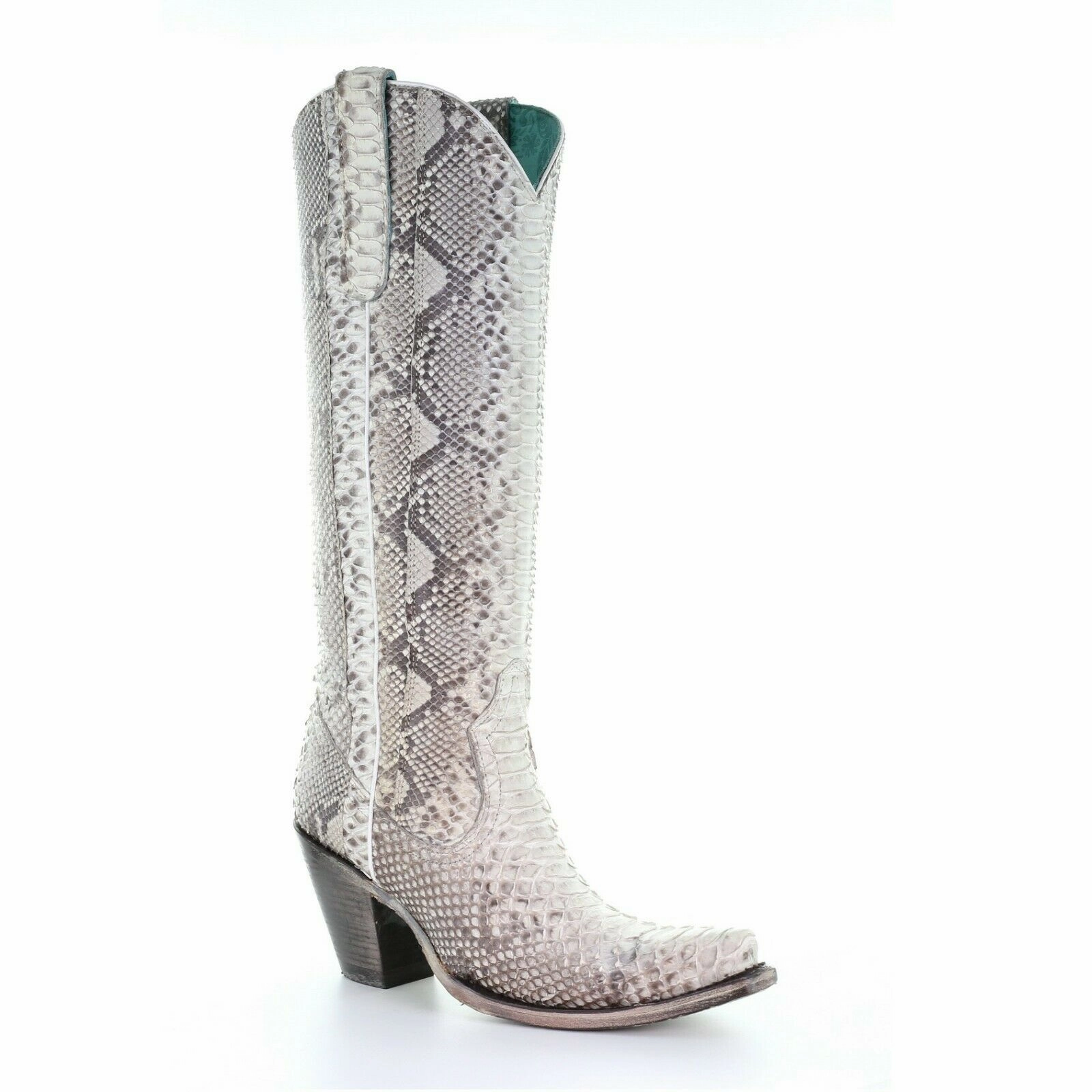 Mid Top Seamless Comfort Daily Walks Corral Ladies Natural Python Zipper Tall Top Boots Style A3789