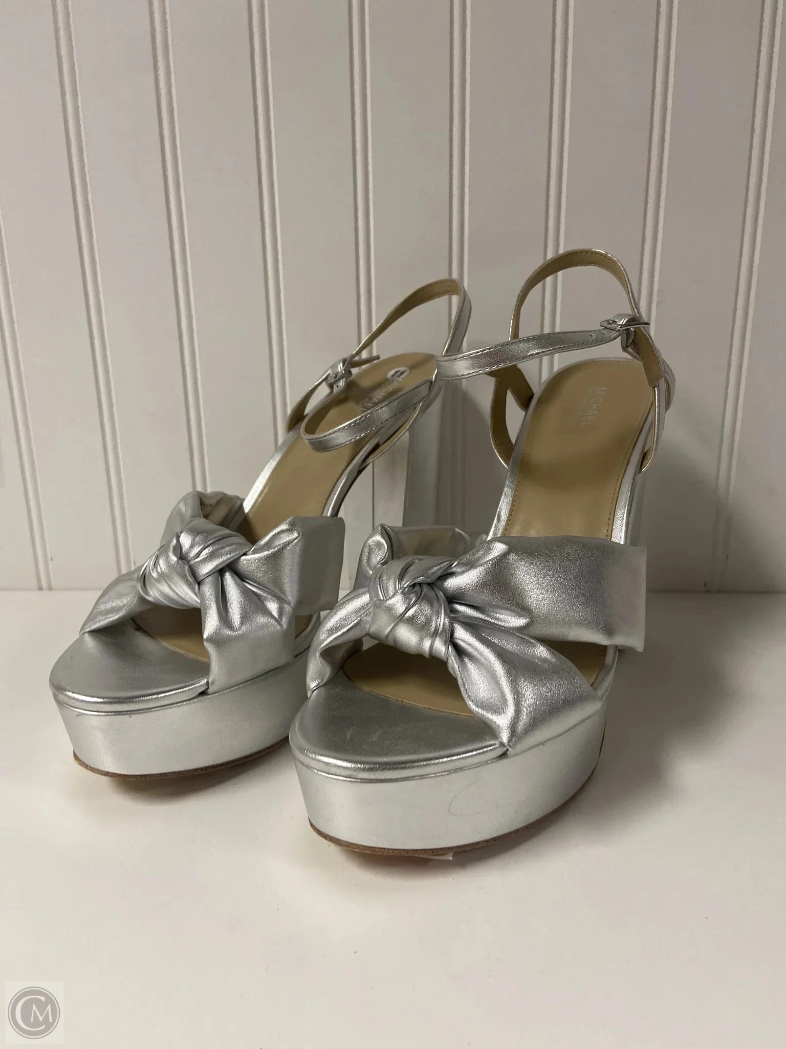 Good elasticity Shoes Heels Block By Michael By Michael Kors In Silver, Size: 11