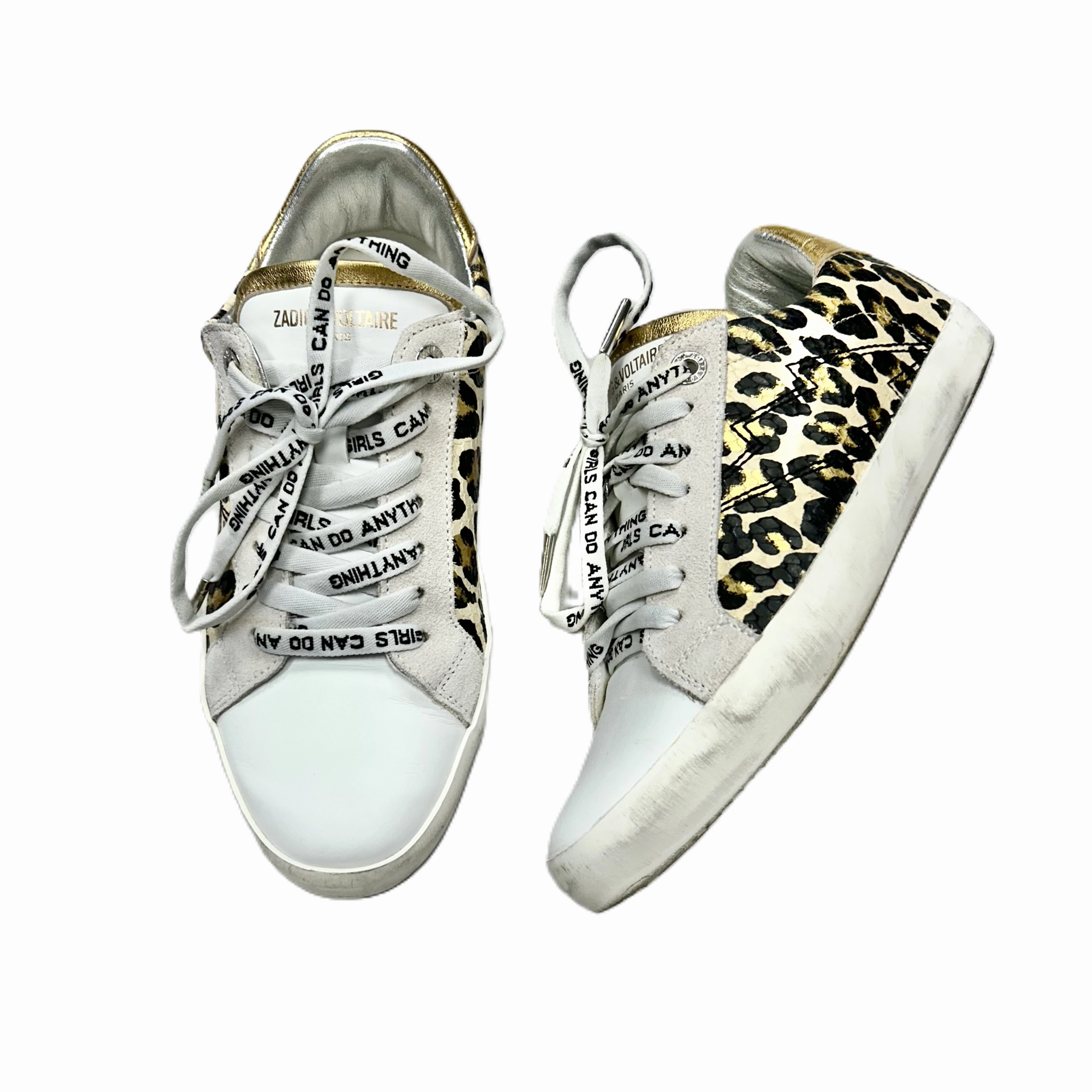 Sustainable Sole Construction Microfiber Layers Shoes Sneakers By Zadig And Voltaire In Leopard Print, Size: 8