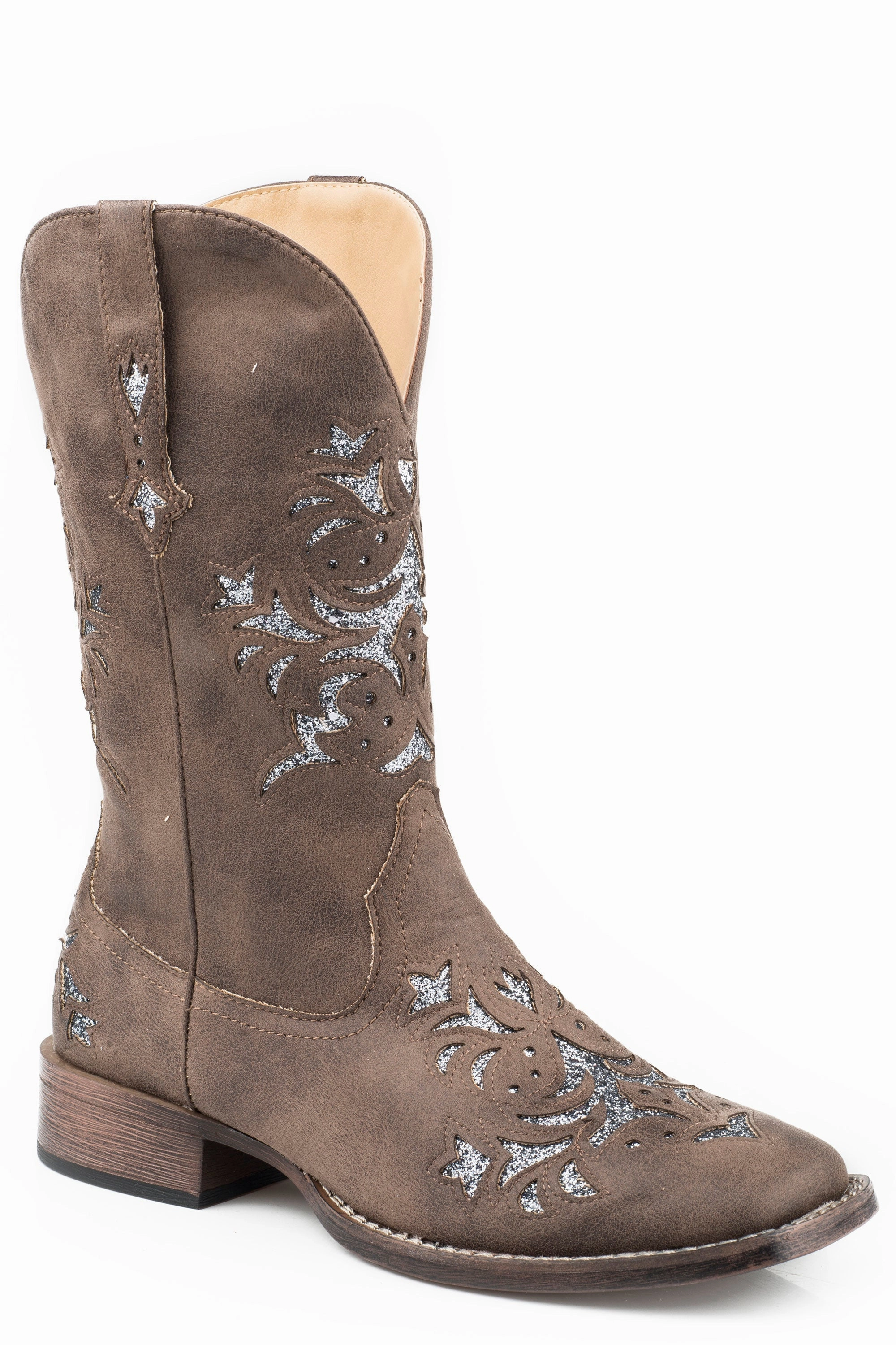 Clean Lines ROPER WOMENS KENNEDY BROWN LEATHER SQUARE TOE COWBOY BOOT STYLE 09-021-1903-1655