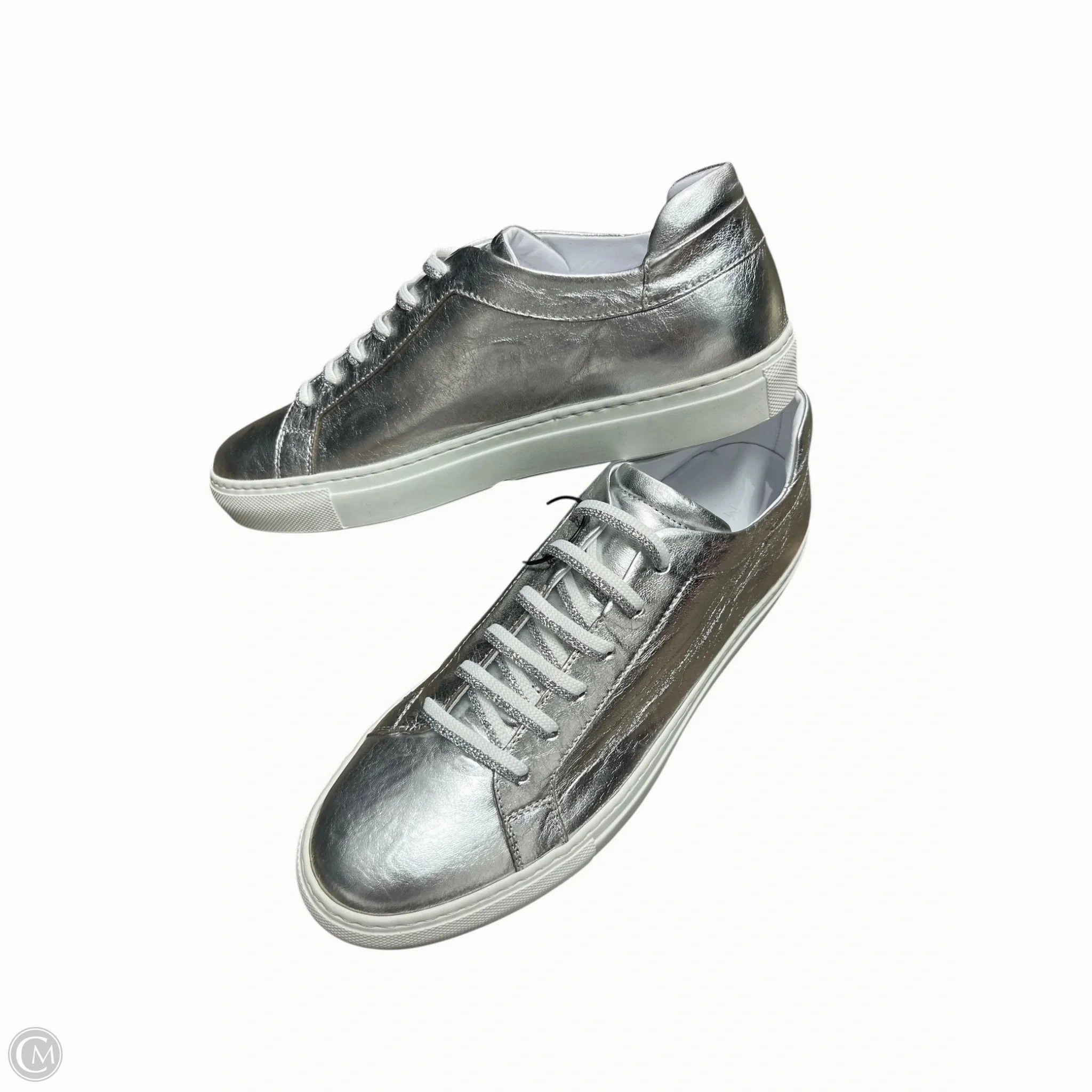 Shoes Sneakers By m gemi In Silver, Size: 10 Hydrophobic Upper Treatment Ventilation Channel Tech