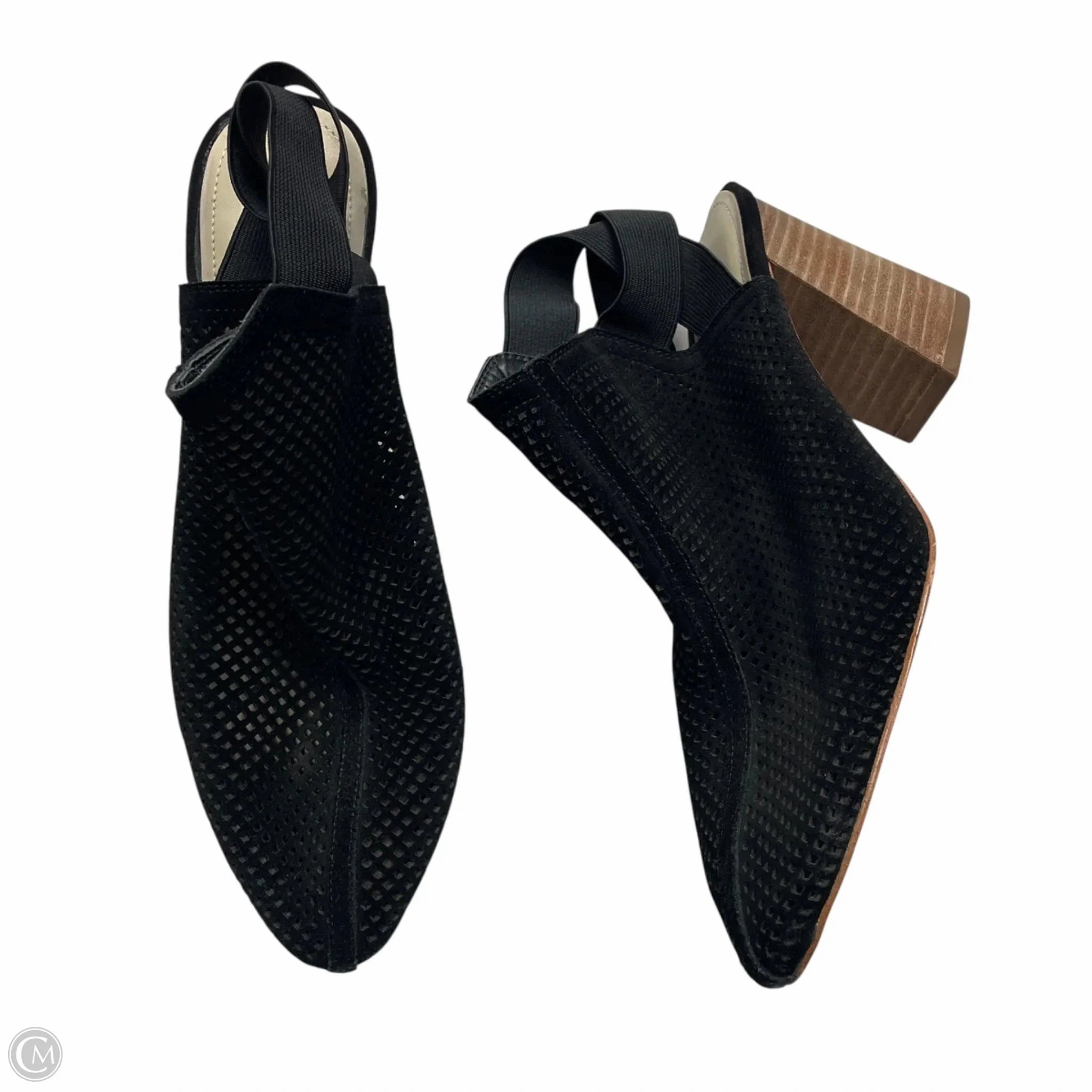 Comfortable Collar Shoes Heels Block By Marc Fisher In Black & Brown, Size: 7.5