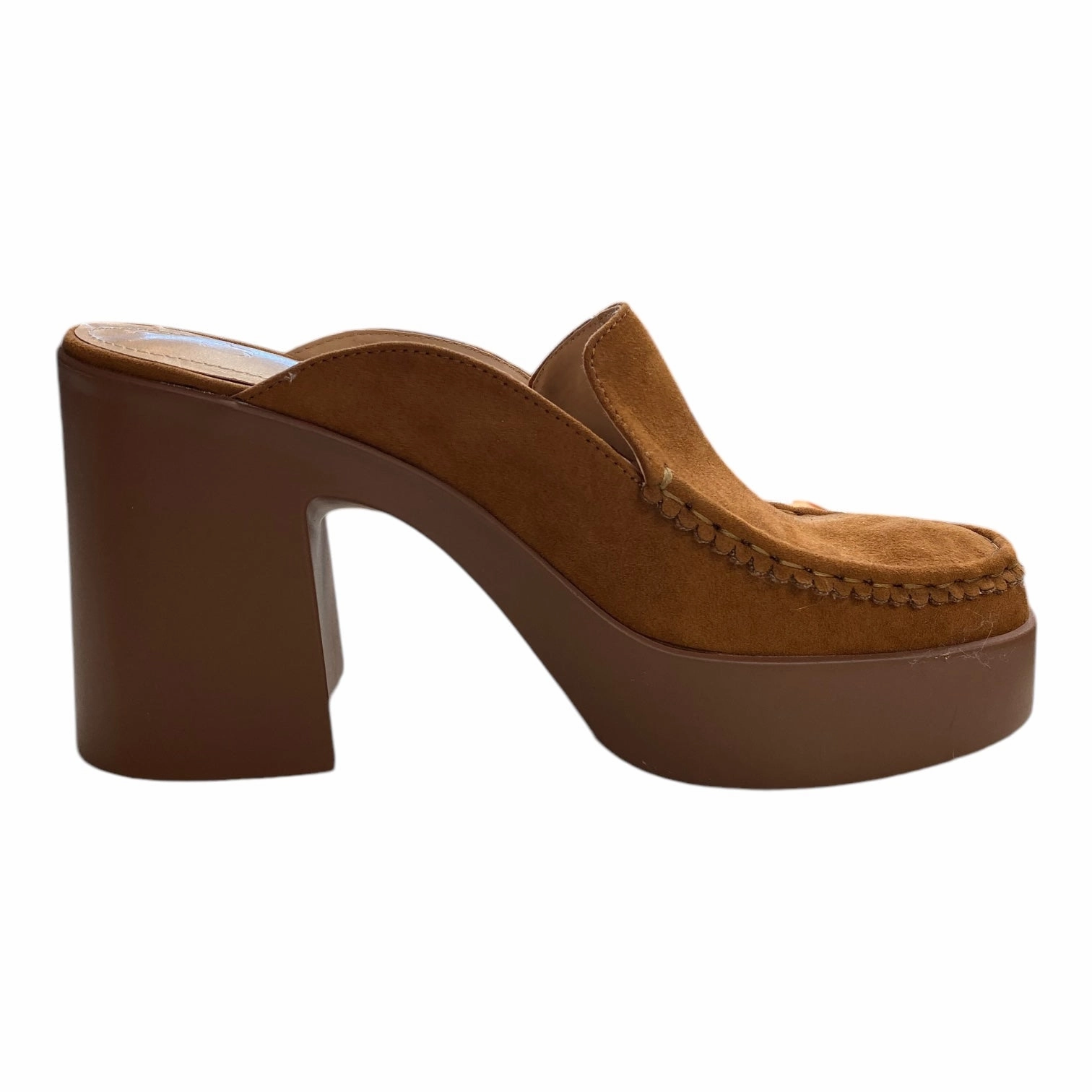 Shoes Heels Block By Just Fab In Brown, Size: 9.5 Padded collar Comfortable Straps