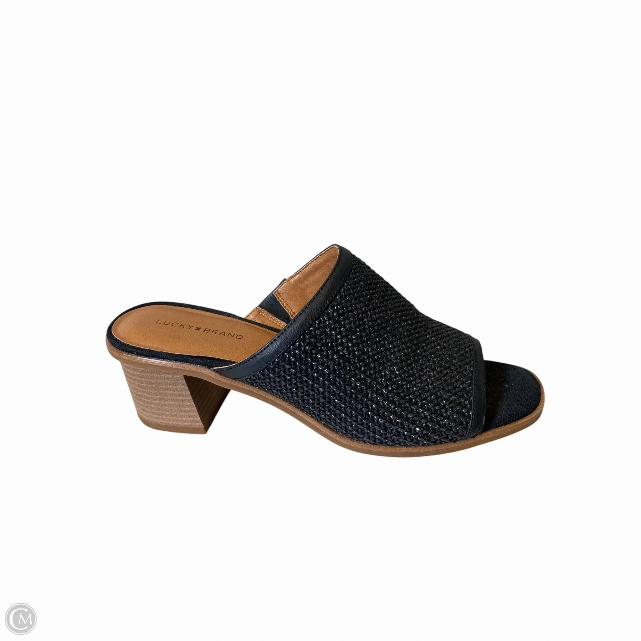 Gold High Heeled Sandals Classic Pumps Shoes Heels Block By Lucky Brand In Black & Brown, Size: 11