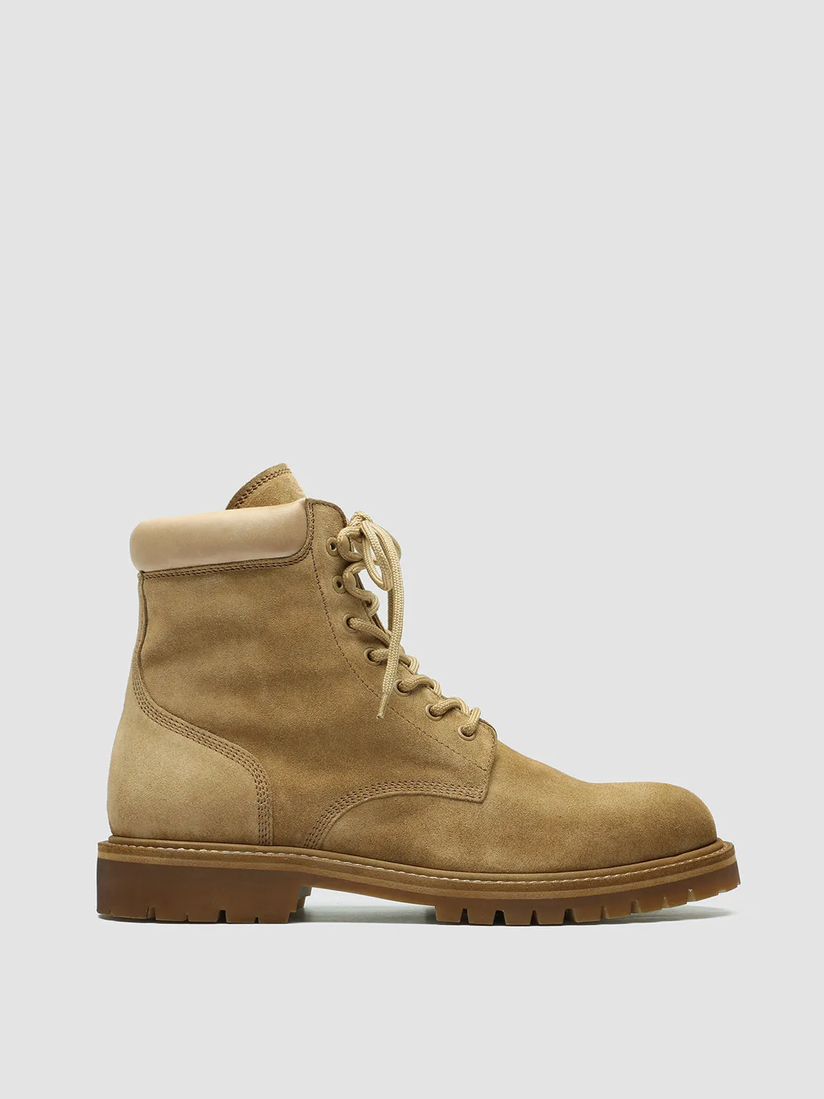 BOSS 002 - Light Brown Suede and Leather Lace Up Boots Comfortable Walk Urban Edge