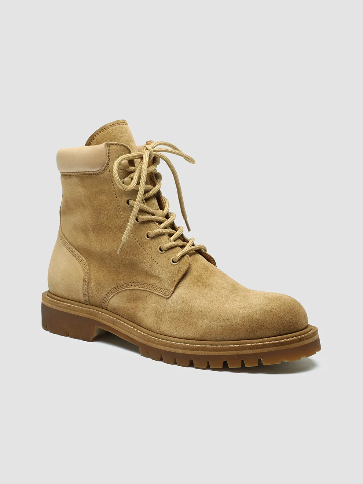 BOSS 002 - Light Brown Suede and Leather Lace Up Boots Layered Support Cushioned Step Rough Terrain