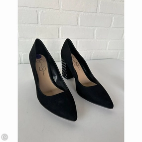 Shoes Heels Block By Jessica Simpson In Black & Silver, Size: 8.5 Flexible Construction