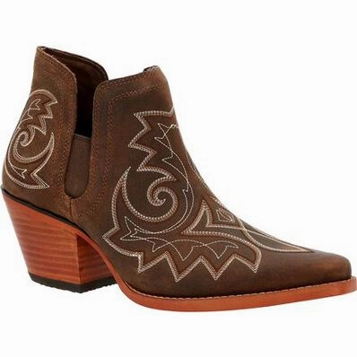 DURANGO CRUSH WOMEN'S COFFEE BROWN WESTERN FASHION BOOTIE STYLE DRD0399 Anti Odor City Walking Rugged Design