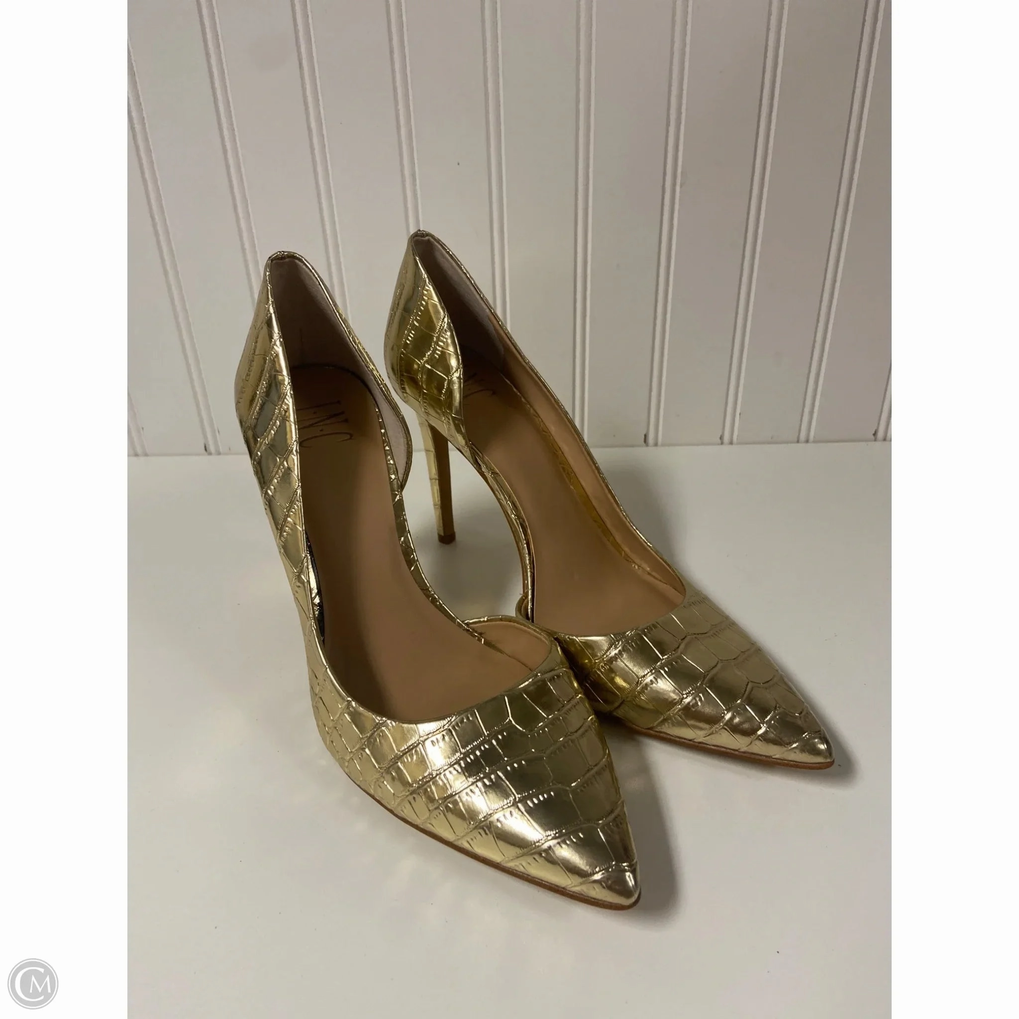 Shoes Heels Stiletto By Inc In Gold, Size: 9 Medium Heel