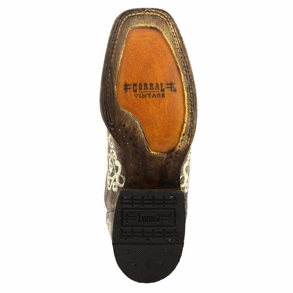 Corral Brown Crater Bone Square Toe Style A2663 Walk Support