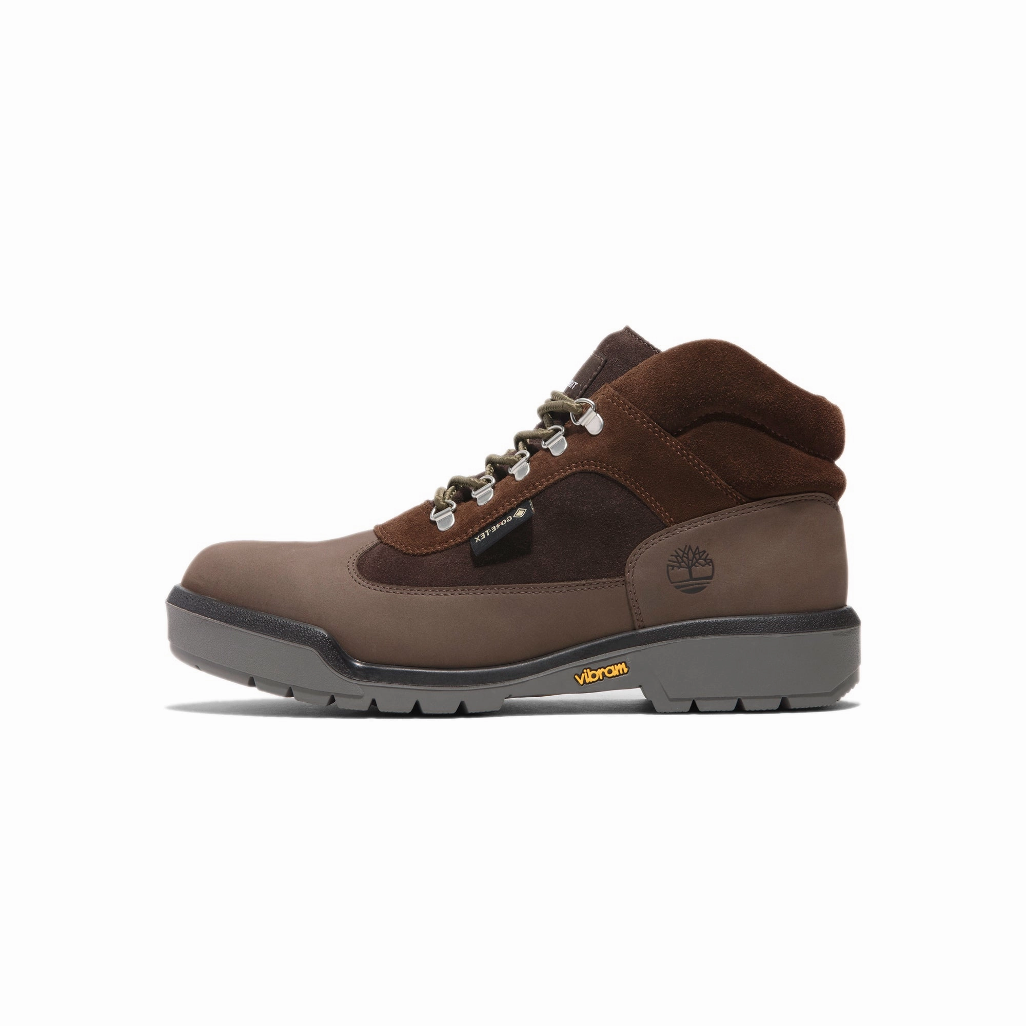 Timberland Mens Mid Lace Up Waterproof GTX Field Boot running on a clay track shoes