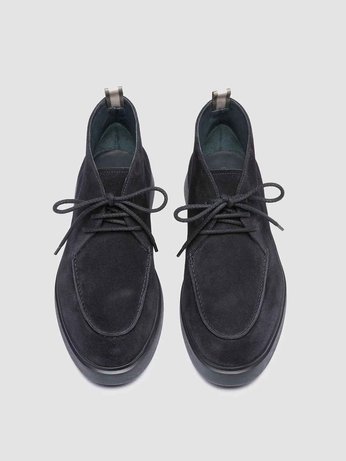 FRAME 002 - Navy Suede Chukka Boots compression