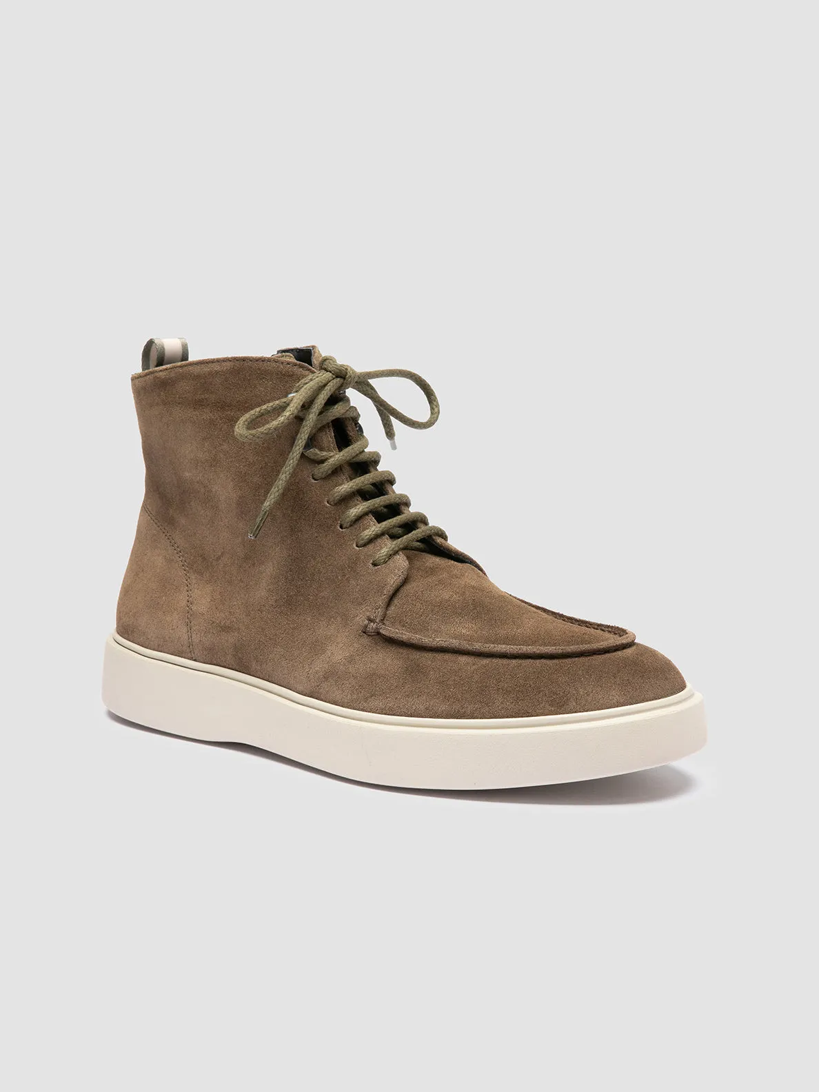 FRAME 004 - Taupe Suede Lace-up Boots Insulated Adventure Journey Elastic Band