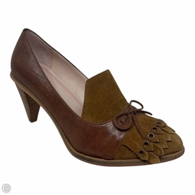Adjustable Heel Sandals Comfortable High Heels Gilda Heeled Loafers By Tracy Reese In Brown & Tan, Size: 6.5
