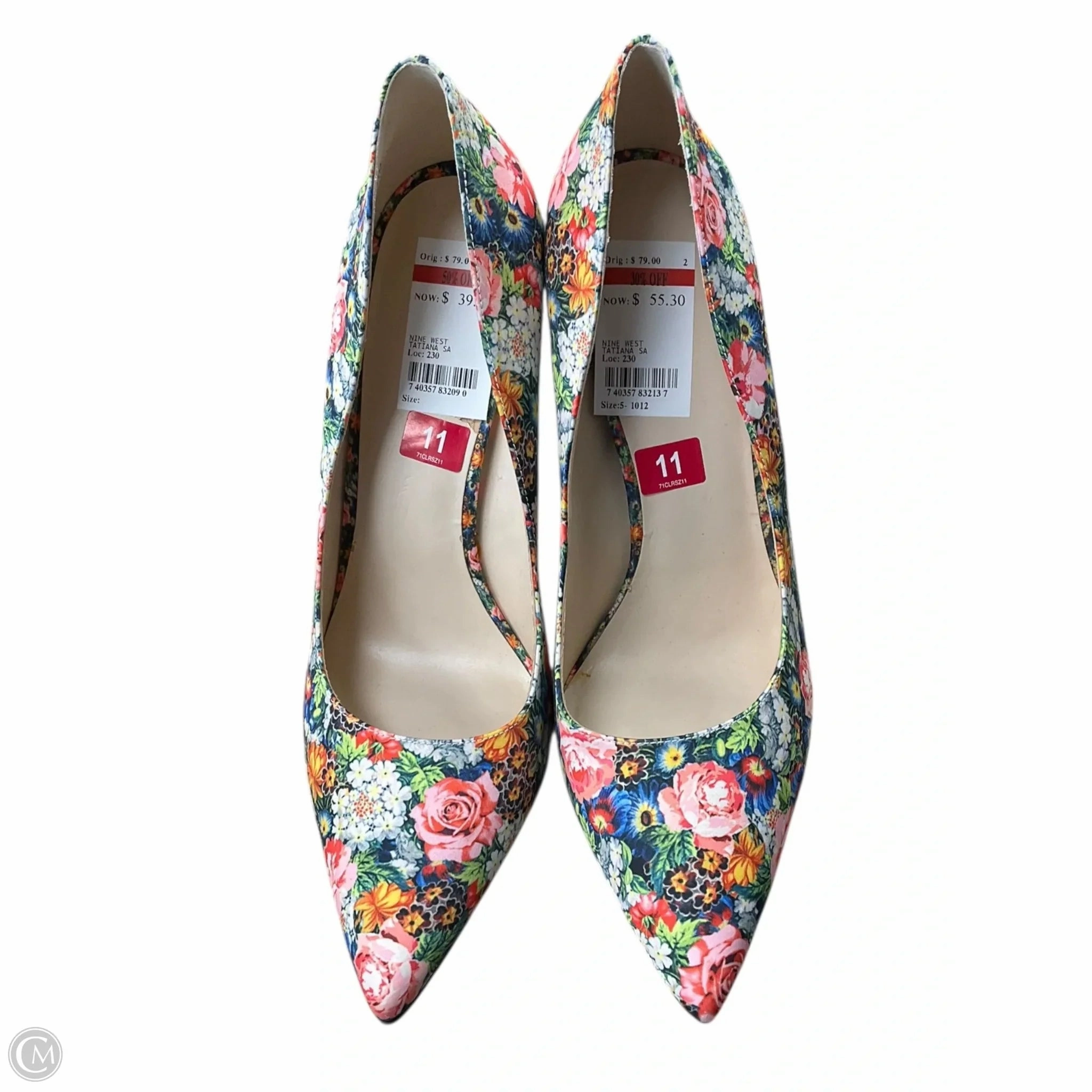 Classic Sandals Refined Shoes Heels Stiletto By Nine West In Floral Print, Size: 11
