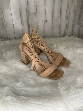 Open Back Heels Chic Boots Tan Shoes Heels Block Sam Edelman, Size 7.5