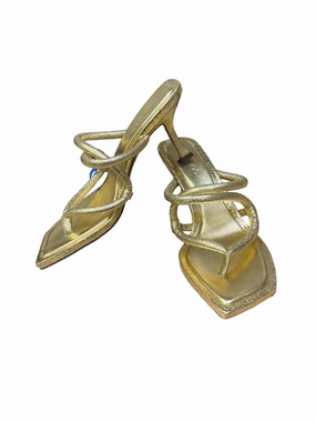 Gold Shoes Heels Block Jimmy Choo, Size 7 Party Shoes Bridal Flats and Heels