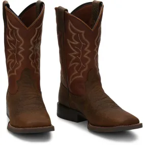 Justin Mens Stampede Square Toe Western Boots Style 7222 Comfort Lining All Day Wear