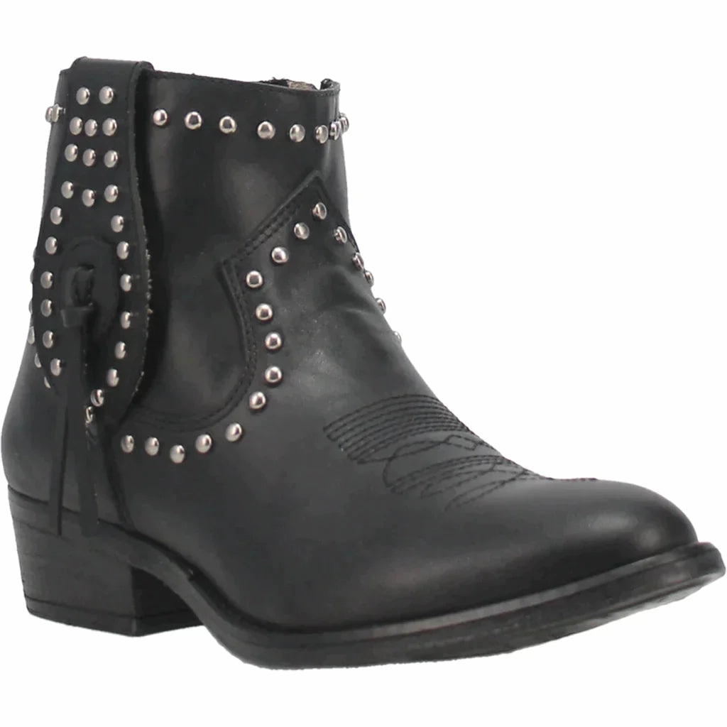 Heavy Duty Support Protective Sole DINGO DESTRY LEATHER STUDDED BOOTIE STYLE DI864BK