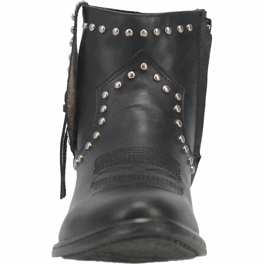 DINGO DESTRY LEATHER STUDDED BOOTIE STYLE DI864BK Secure Closure Cozy Interior