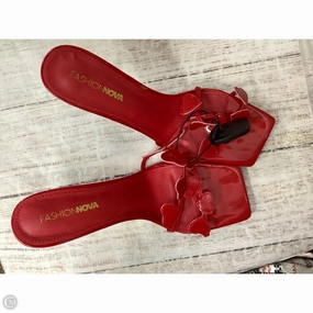 Velvet Wedding Heels Shoes Heels Stiletto By Fashion Nova In Red, Size: 11