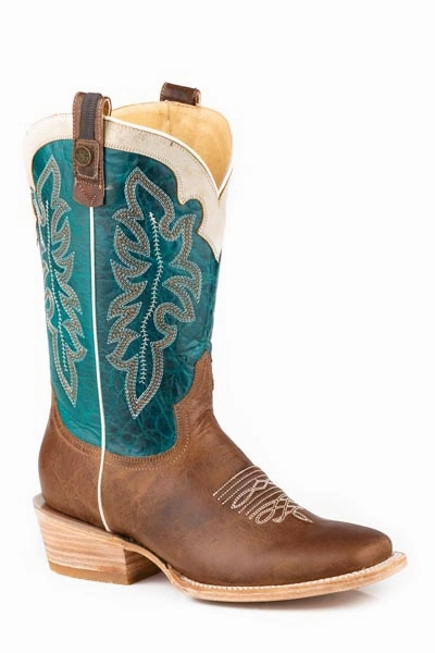 Elastic Material Roper Ladies Square Toe Ride Em Cowgirl Boot Style 09-021-8284-8592