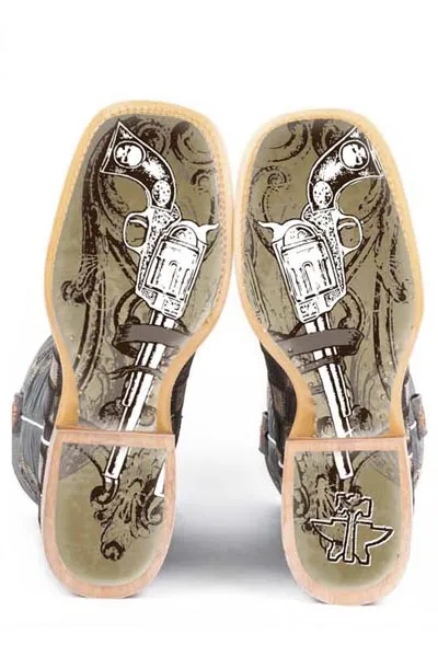 Tin Haul Gunmetal Check Cowboy Boots Style 14-020-0007-0206 Strap Nature Lover