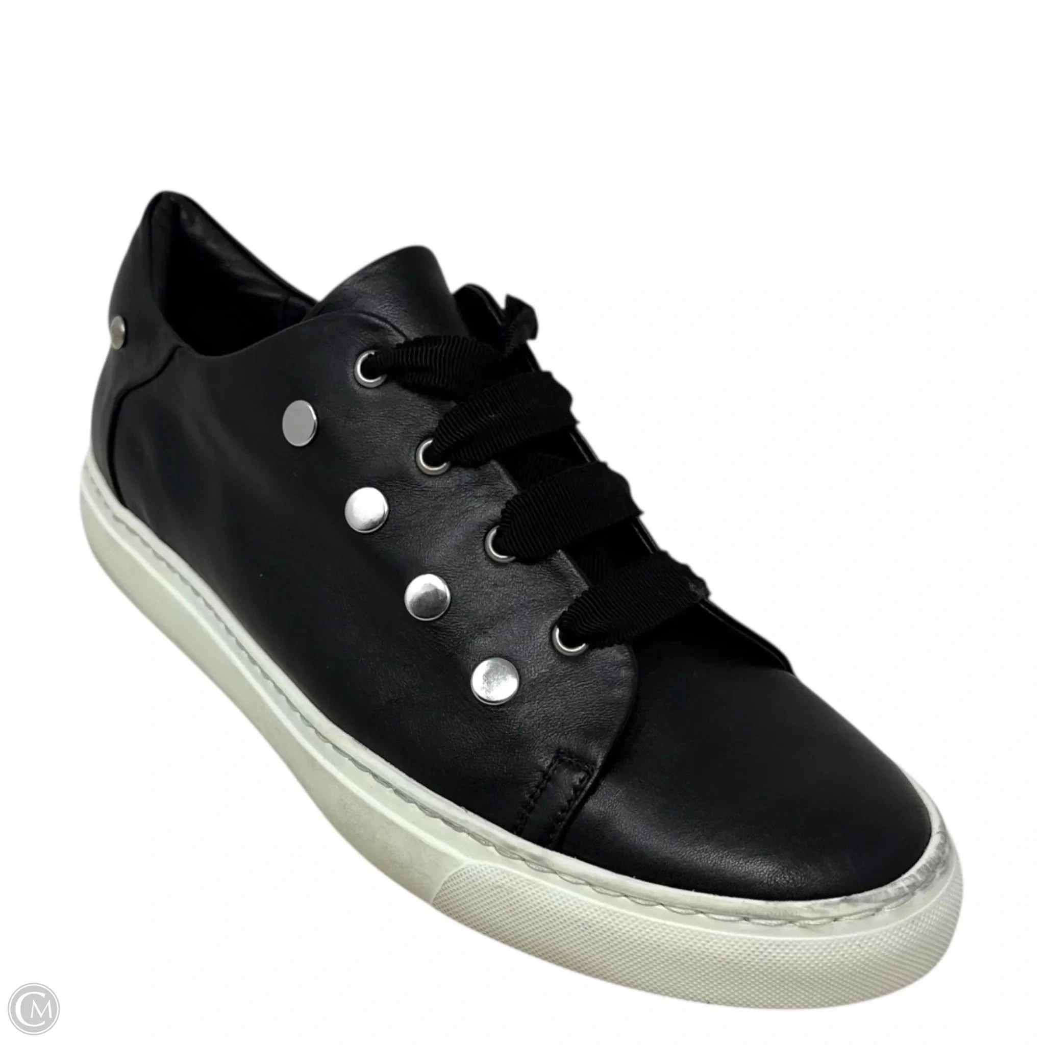 Stud Leather Lace Up Sneakers By Agl In Black, Size: 12 Versatile Style