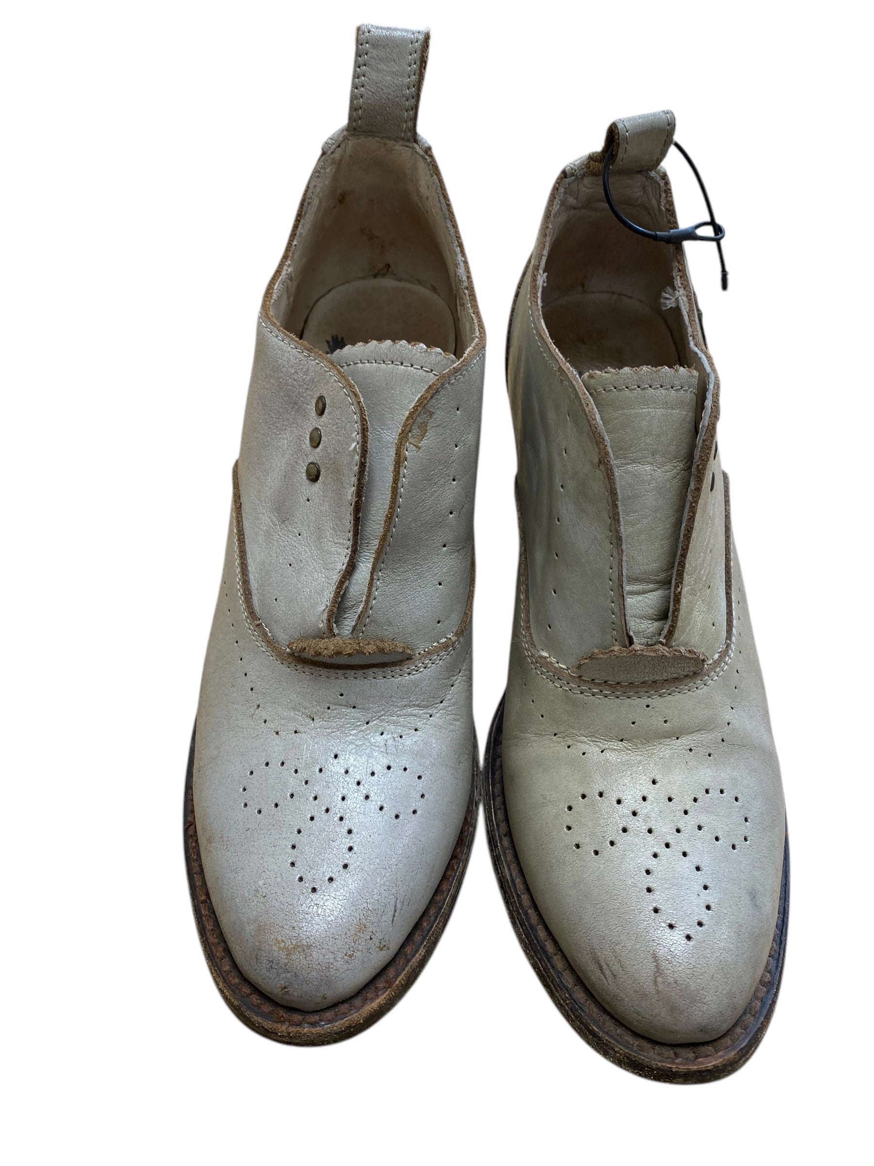 Shoes Heels Block By Freebird In Grey, Size: 7 Peep Toe Sandals synthetic material