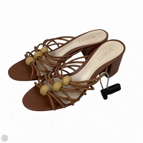 Shoes Heels Block By Clothes Mentor In Brown, Size: 8.5 Open Toe