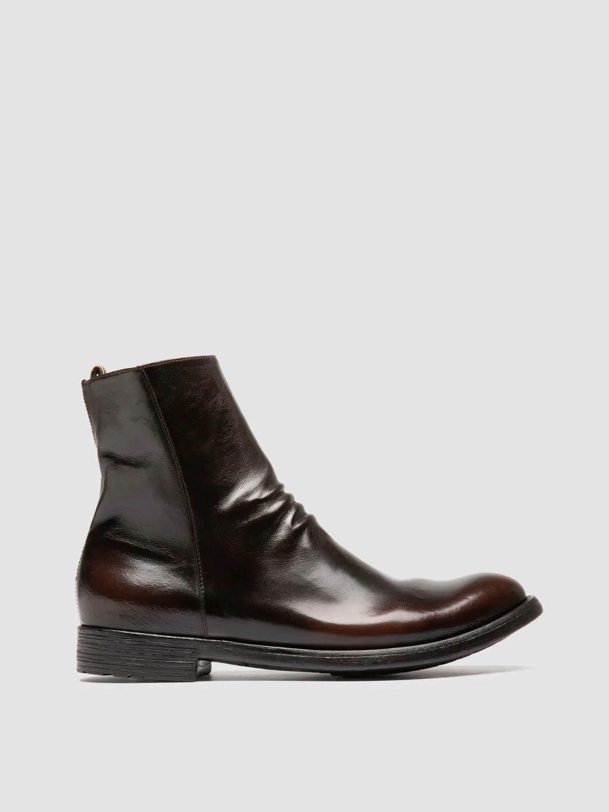 High-Top Style Multi Purpose HIVE 010 - Brown Leather Zipped Boots