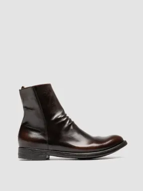 High-Top Style Multi Purpose HIVE 010 - Brown Leather Zipped Boots