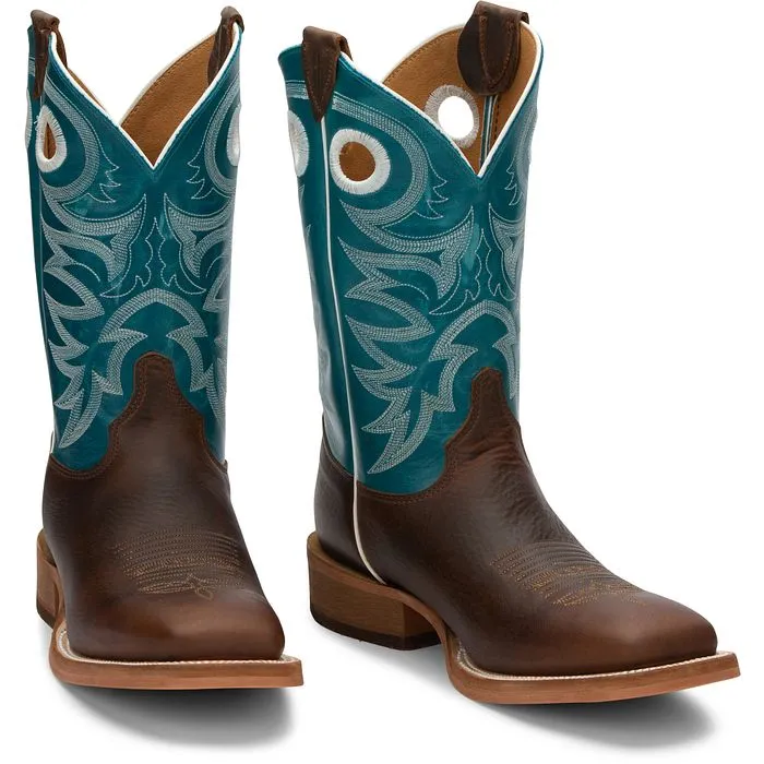 Justin Bent Rail Mens Caddo Square Toe Western Boots Style BR742 Impact absorption
