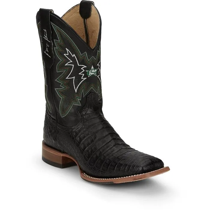 Justin Mens Caiman Haggard Square Toe Western Boots Style GR5705 Picnic