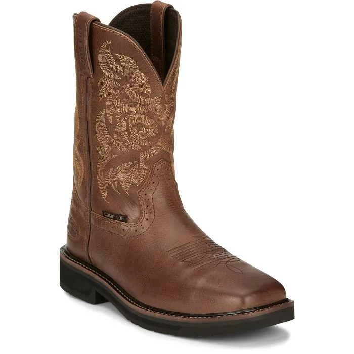 Justin Mens Composition Toe Western Work Boots Style SE4824 Soft Smart Footwear