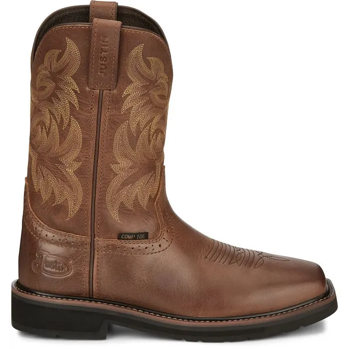 Justin Mens Composition Toe Western Work Boots Style SE4824 Air Flow Construction Ready