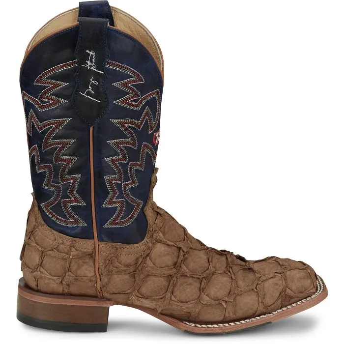 Justin Mens Ocean Front Pirarucu Square Toe Western Boots Style GR5707 Padded Interior Weekend Wanderer
