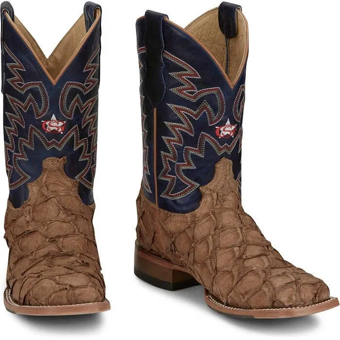 Justin Mens Ocean Front Pirarucu Square Toe Western Boots Style GR5707 Biker Tough