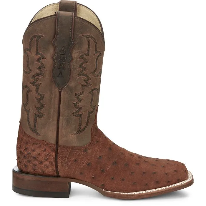 ground grip Comfortable buckles Justin Mens Ostrich Square Toe Western Boots Style AQ8531